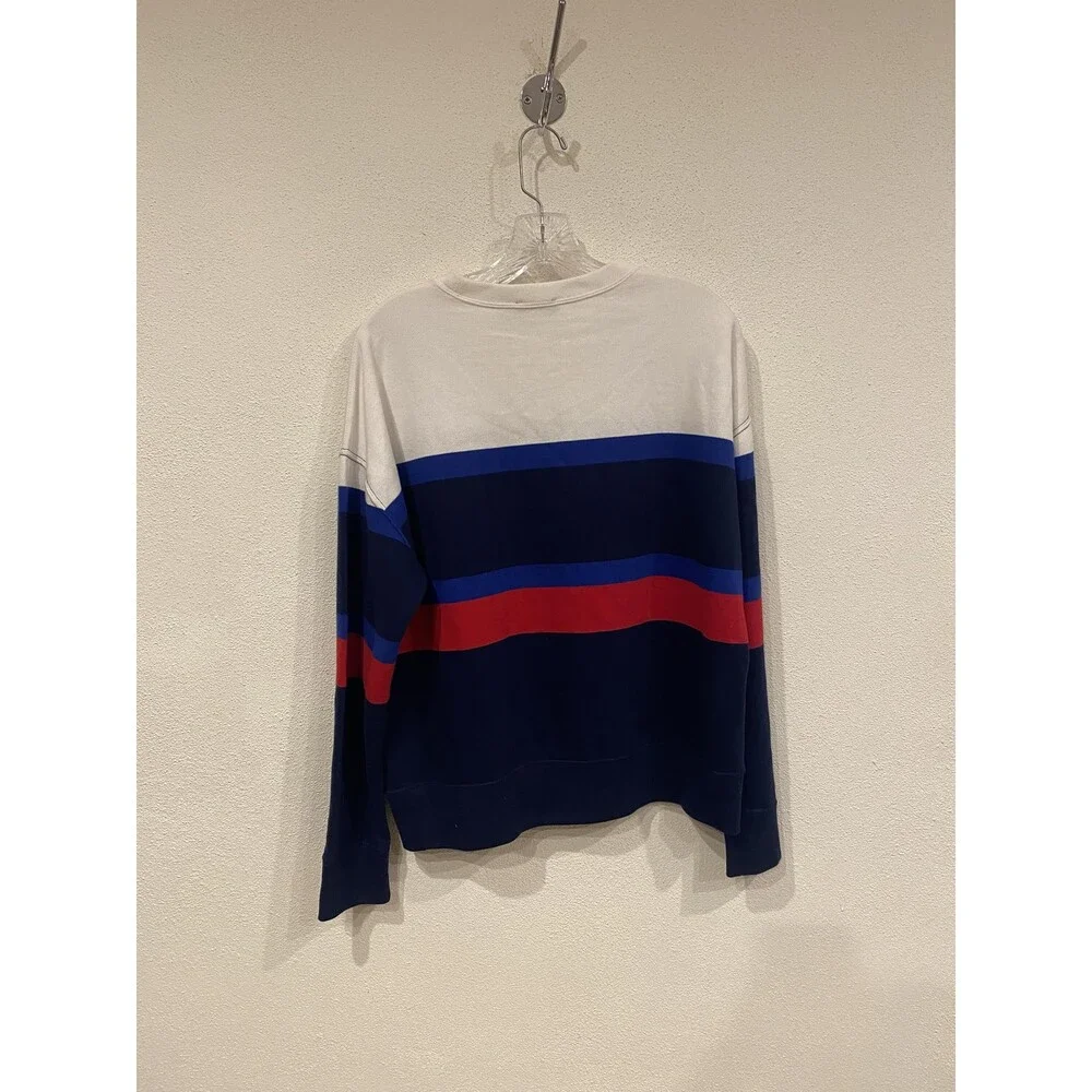 Polo Ralph Lauren Sweatshirt Mens Medium Blue White Stripe POLO Logo Pullover
